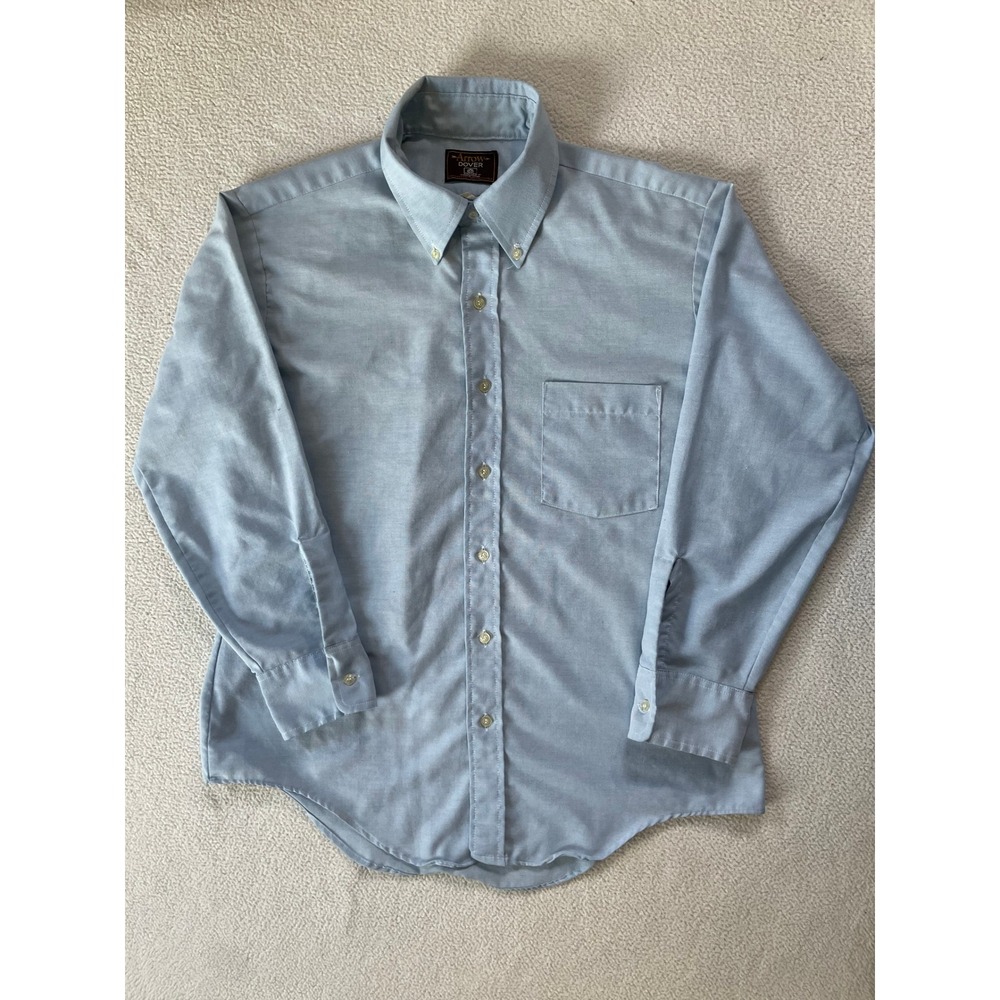 Vintage Arrow Mens Large Button Down Shirt Light Blue Dover Oxford Long Sleeve